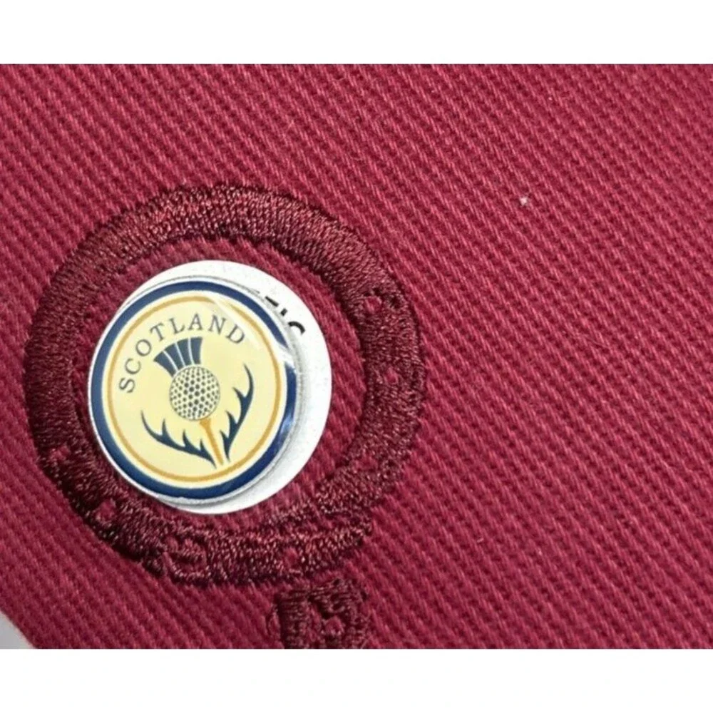 Heritage Scotland Golf Hat  One Size Burgandy Tartan Trim Mag Marker Tees New - Picture 7 of 11